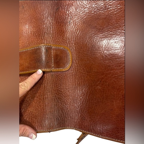 Cuir Vrai Leather Shoulder Bag Handmade in France Vintage - Picture 11 of 13